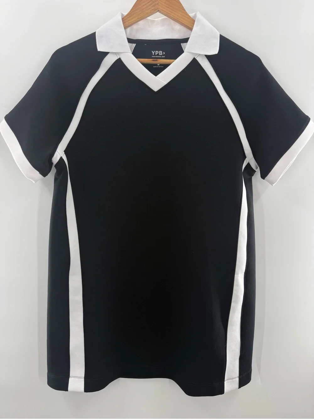 NWT YPB NeoKNIT Polo Mini Dress from Abercrombie & Fitch Black White Sporty M - Picture 2 of 9